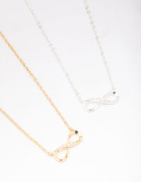Gold & Silver Plated Infinity Cubic Zirconia Pendant Necklace - link has visual effect only