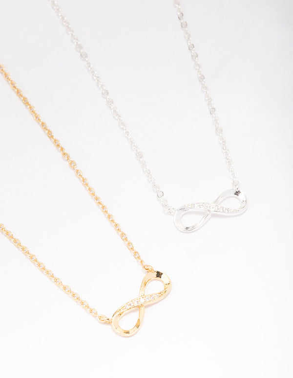 Gold & Silver Plated Infinity Cubic Zirconia Pendant Necklace
