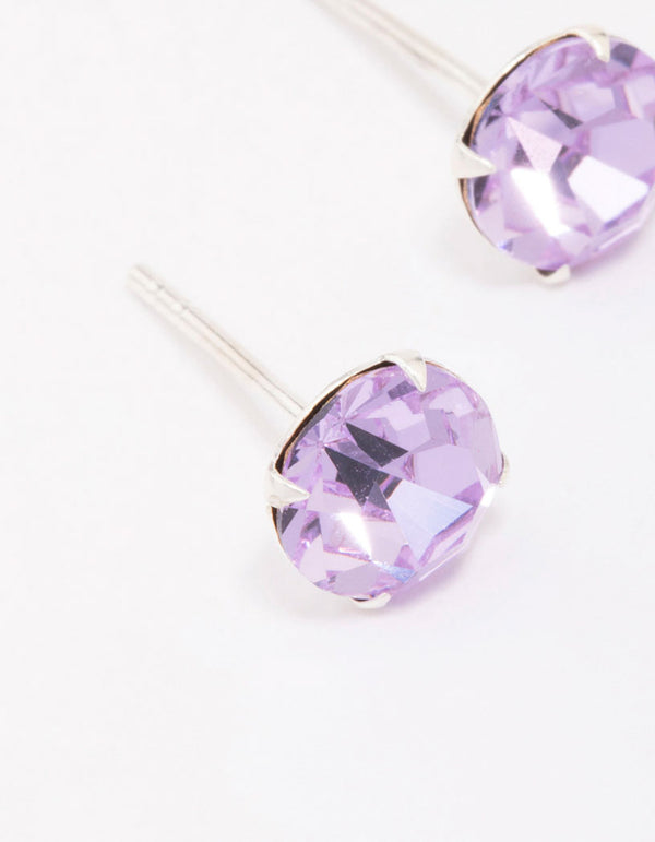 Sterling Silver Lilac Czech Crystal Stud Earrings