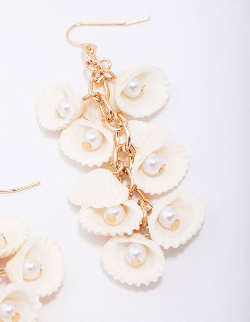 Gold Flowing Shell Drip Earrings - Lovisa