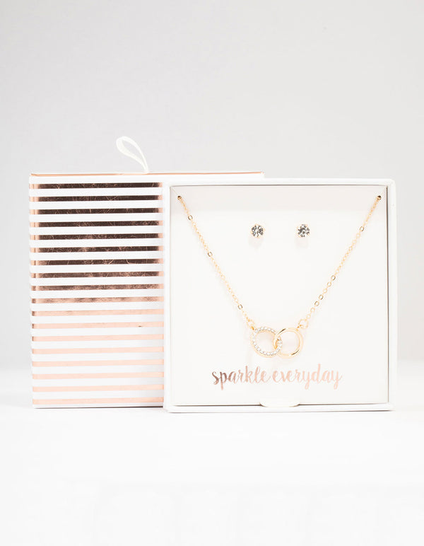 Gold Interlocking Circle Jewellery Set