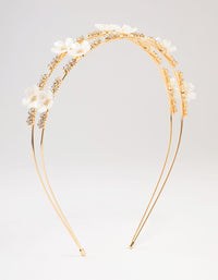 Gold Mini Crystal Flower Beaded Headband - link has visual effect only
