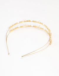Gold Mini Crystal Flower Beaded Headband - link has visual effect only