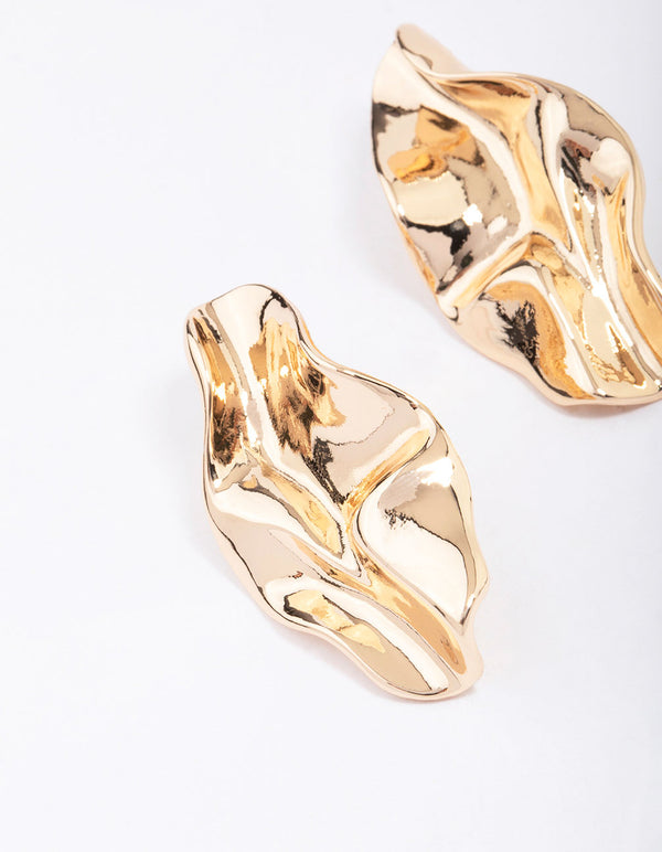 Gold Wrapped Statement Stud Earrings