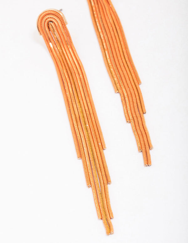 Gold Waterfall Cup Chain Drop Earrings