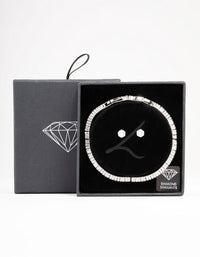 Silver Cubic Zirconia Baguette Tennis Bracelet & Earring Set - link has visual effect only
