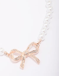 Rose Gold Pearl Bow Necklace - link has visual effect only