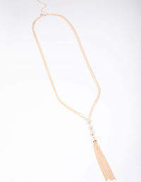 Rose Gold Stone Tassel Necklace - link has visual effect only