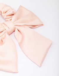 Blush Satin Bow Fabric Scrunchie - link has visual effect only