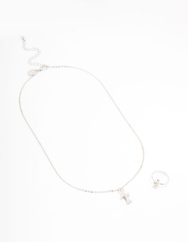 Silver Snake Cross Jewellery Set