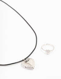Silver Heart Locket Jewellery Set - link has visual effect only