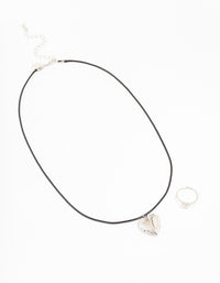 Silver Heart Locket Jewellery Set - link has visual effect only