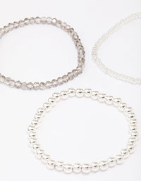 Silver Beaded & Pearl Bracelet 5-Pack - link has visual effect only