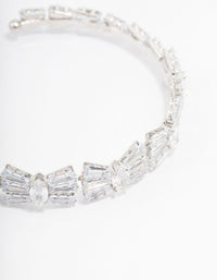 Silver Cubic Zirconia Bow Wrist Cuff - link has visual effect only