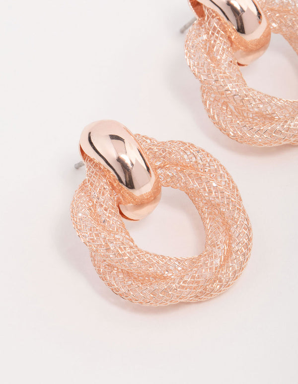 Rose Gold Chain Wrap Stud Earrings