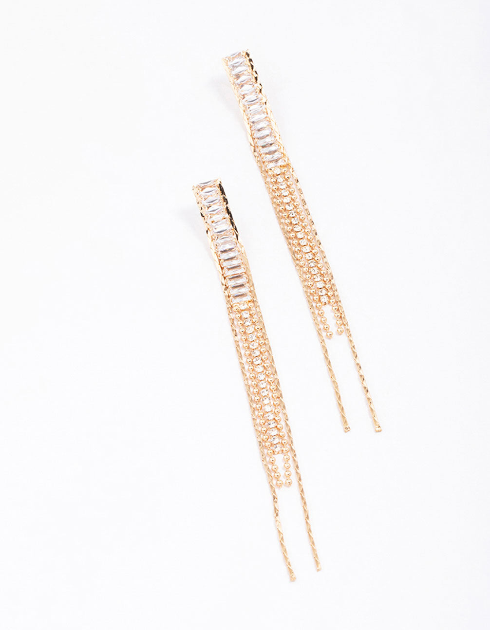 Gold Cubic Zirconia Chain Drop Earrings