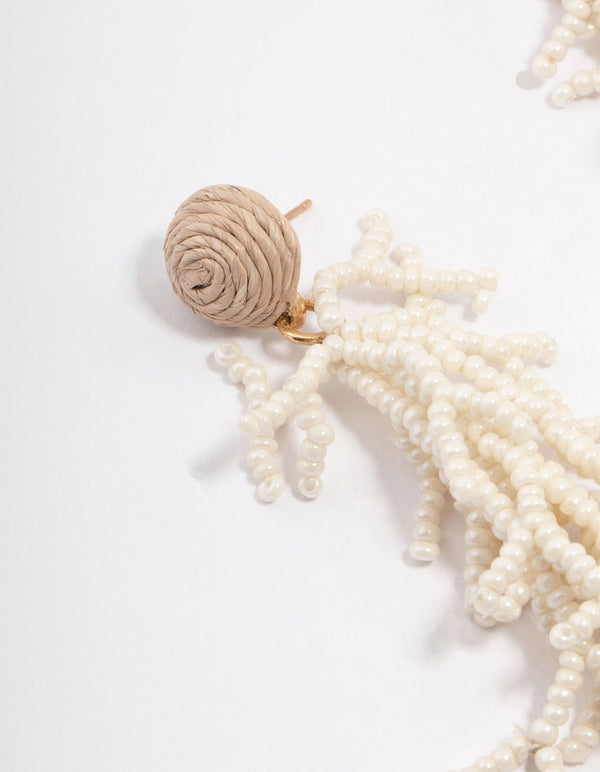 Raffia Sea Coral Drop Earrings