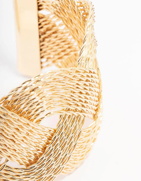 Gold Cross Over Twisted Wrist Cuff