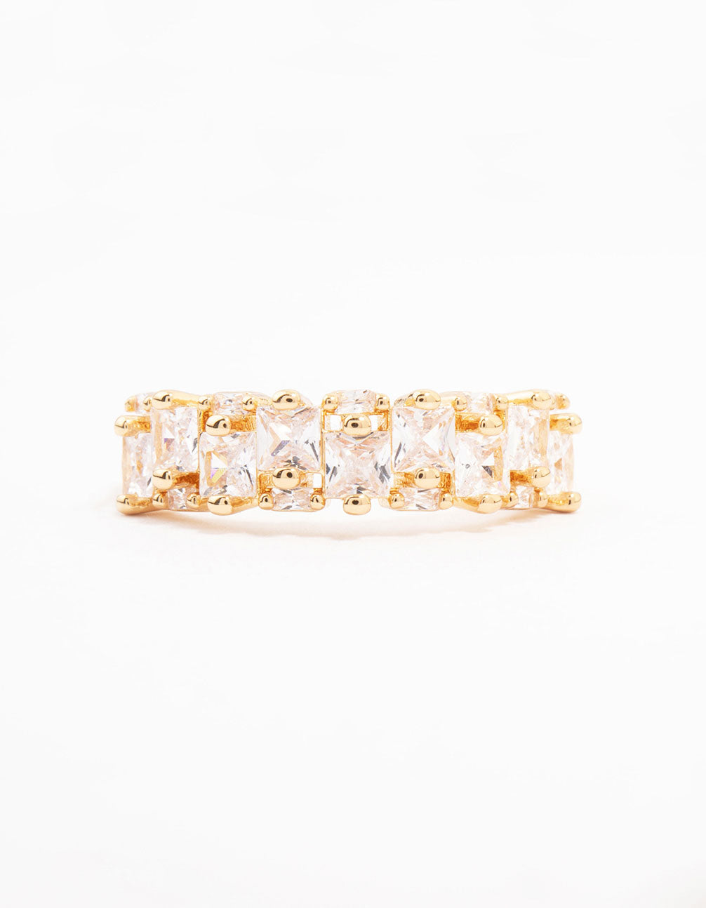 Gold Plated Staggered Cubic Zirconia Band Ring