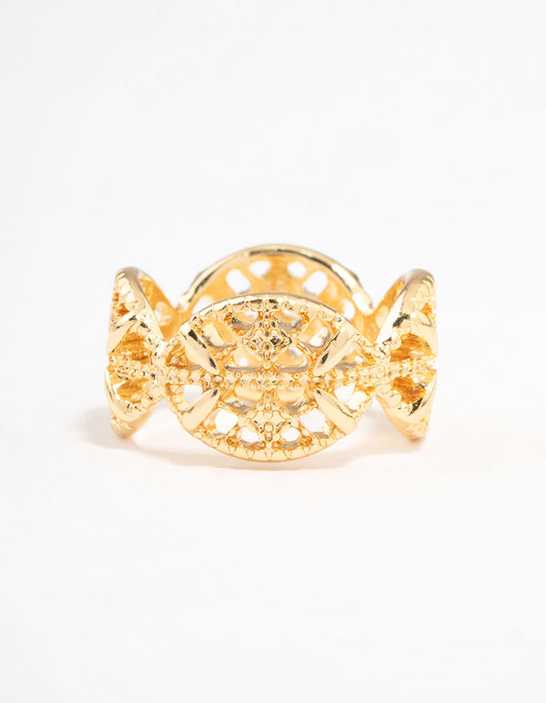 Gold Plated Filigree Oval Band Ring