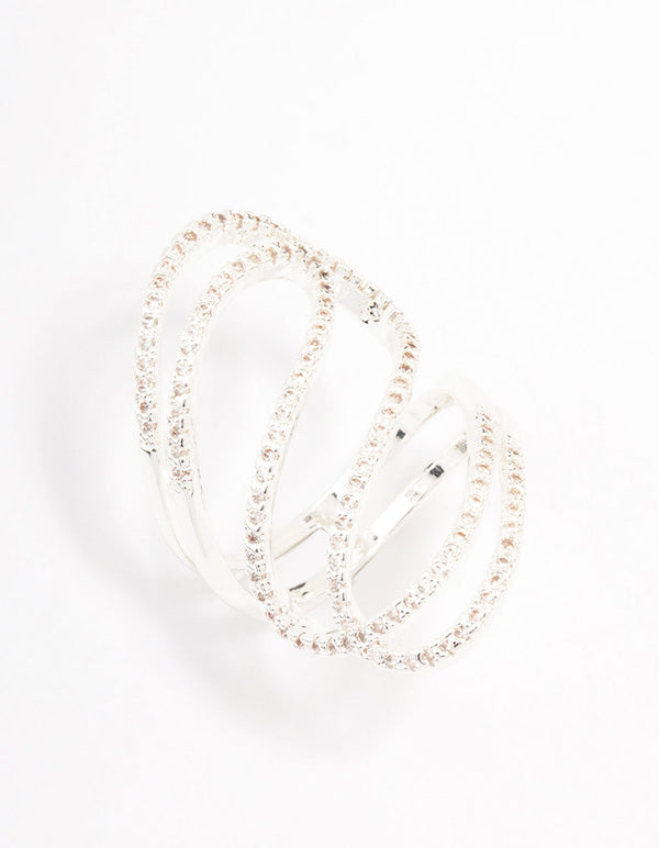 Lovely Silver Ribbon Cubic Zirconia Ring