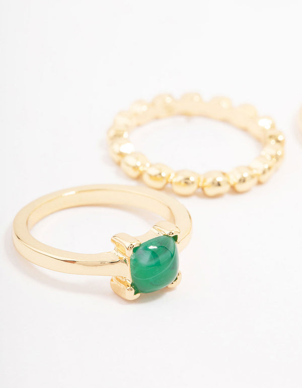 Gold Plated Textured Coin Stacking Ring Pack