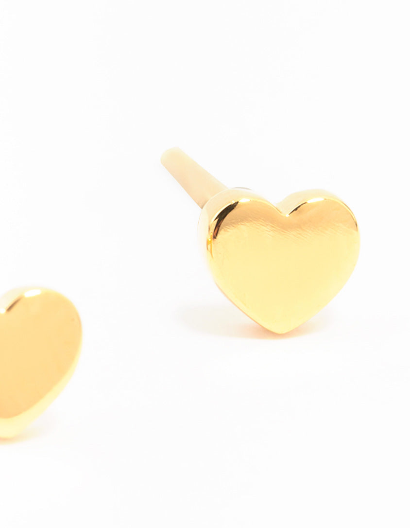 Gold Plated Sterling Silver Heart Stud Earrings
