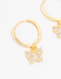 Gold Plated Sterling Silver Cubic Zirconia Butterfly Earrings - link has visual effect only