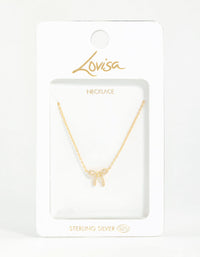 Gold Plated Sterling Silver Cubic Zirconia Bow Necklace - link has visual effect only