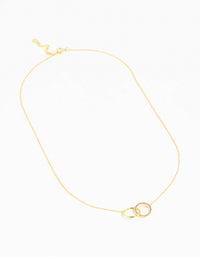 Gold Plated Sterling Silver Pave Link Hoop Necklace - link has visual effect only