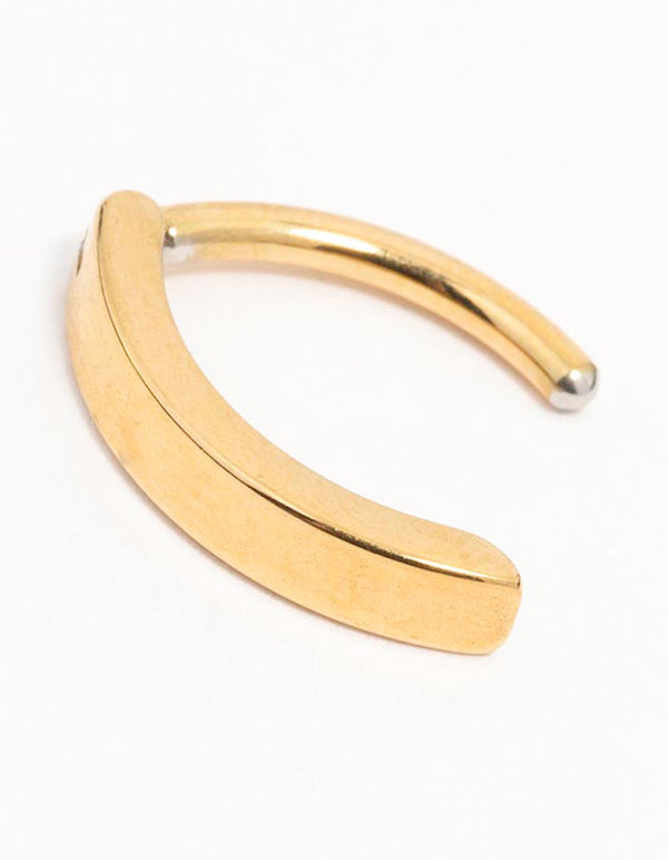 Double Gem 14G Gold Plated Surgical Steel Belly Button Ring - 3/8" (10mm)