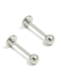 Surgical Steel Plain Ball Flat Back Earrings 2-Pack - link has visual effect only