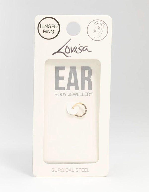 Gold Plated Surgical Steel Cubic Zirconia Clicker Earring 8MM