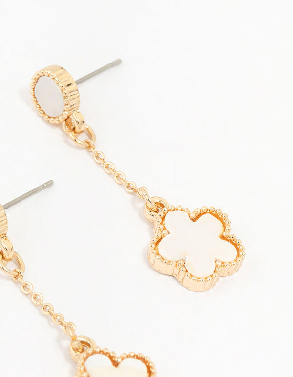 Gold Flower Chain Drop Earrings