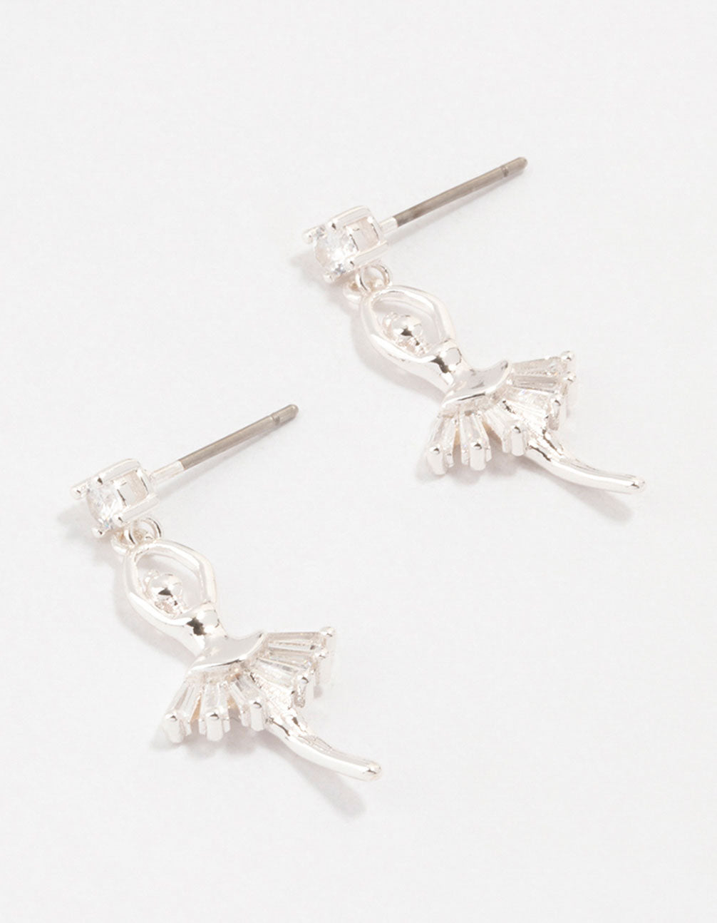 Silver Cubic Zirconia Ballerina Drop Earrings