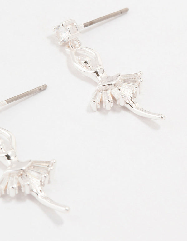 Silver Cubic Zirconia Ballerina Drop Earrings