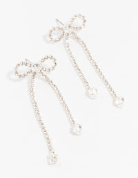 Silver Diamante Cupchain Bow Drop Earrings - link has visual effect only