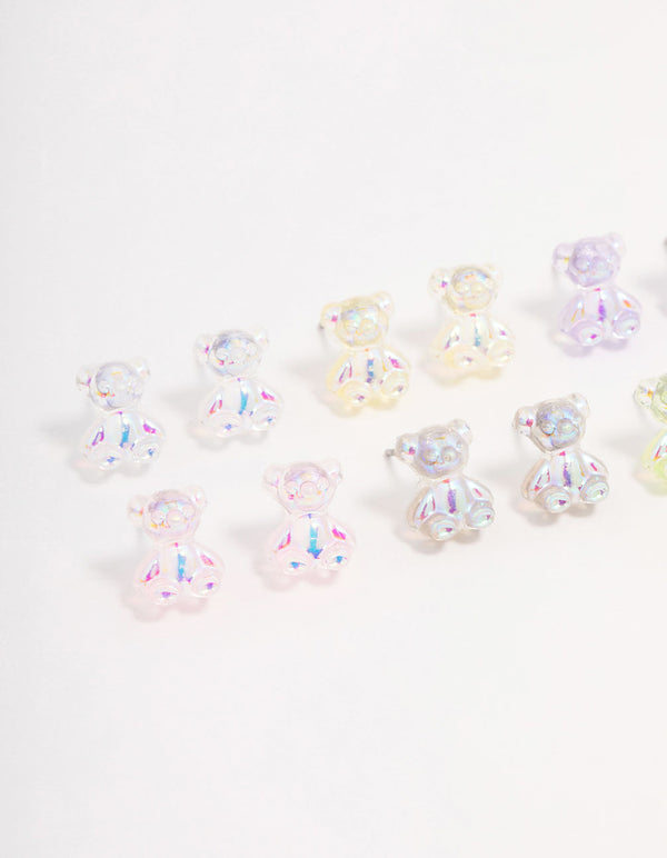 Silver Gummy Bear Earring 8-Pack