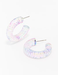 Clear Glitter Hoop Earring - link has visual effect only