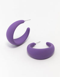 Purple Coated Metal Chunky Teardrop Hoop Earrings - link has visual effect only