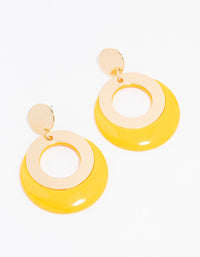 Yellow Gold  Acrylic Disc And Circle Drop Earrings - link has visual effect only