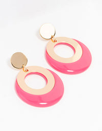 Pink Gold Acrylic Disc & Circle Drop Earrings - link has visual effect only