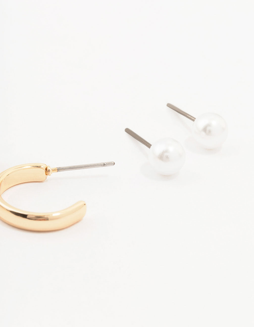 Gold Pearl Stud And Hoop Earrings 3-Pack