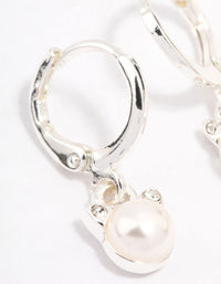 Silver Pearl Huggie Hoop Earrings - link has visual effect only