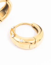 Waterproof Gold Plated Stainless Steel Crystal Huggie Hoop Earrings - link has visual effect only