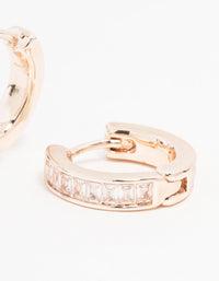 Rose Gold Plated Cubic Zirconia Thin Pave Hoop Earrings - link has visual effect only