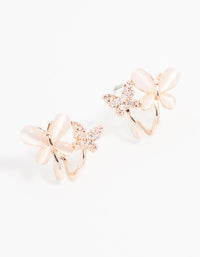 Rose Gold Plated Mini Double Butterfly Hoop Earrings - link has visual effect only