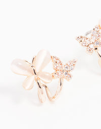 Rose Gold Plated Mini Double Butterfly Hoop Earrings - link has visual effect only