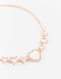 Rose Gold Plated Large Mother of Pearl & Mini Cubic Zirconia Heart Toggle Bracelet - link has visual effect only