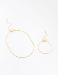 Gold Plated Bracelet & Necklace Set - link has visual effect only